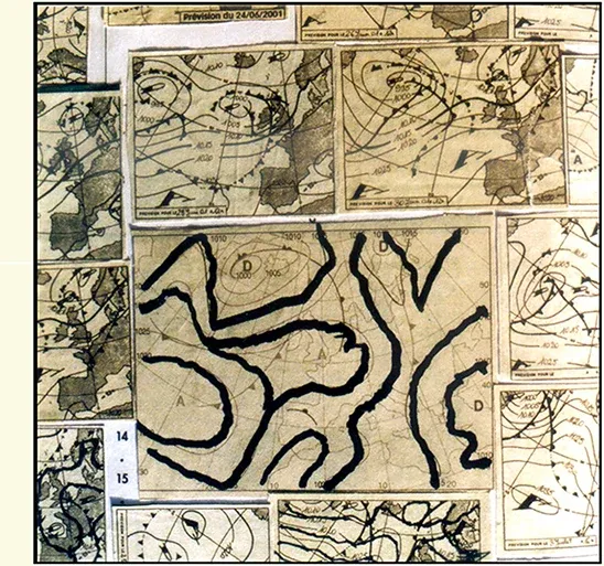Exemple de cartes de pression atmosphérique surlignées par Coutant